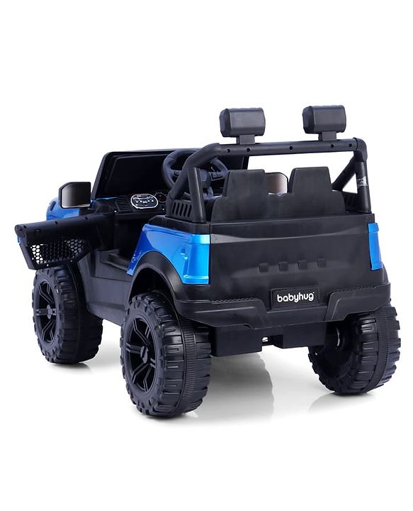 Babyhug Battery Operated Ride on Jeep with LED Lights -Red| Rechargeable Battery| Openable Doors| Built-in Music & AUX| Remote Control| Easy to Assemble| Forward Reverse & Swing| Indoor Outdoor Toy