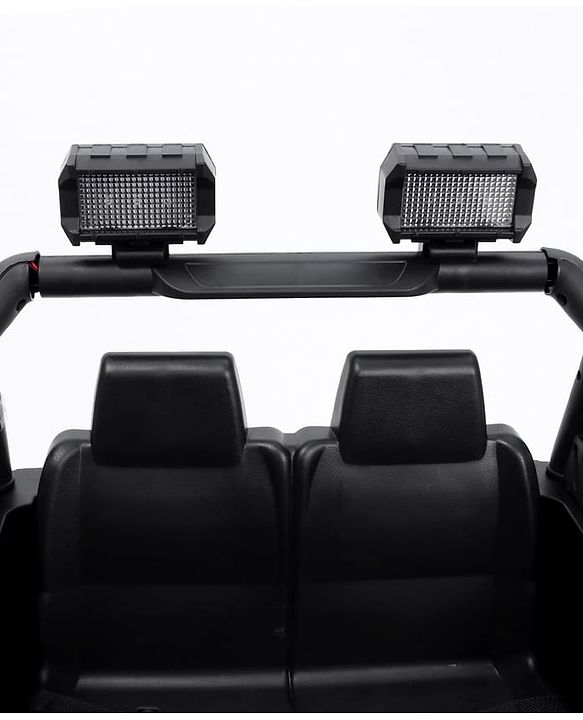 Babyhug Battery Operated Ride on Jeep with LED Lights -Red| Rechargeable Battery| Openable Doors| Built-in Music & AUX| Remote Control| Easy to Assemble| Forward Reverse & Swing| Indoor Outdoor Toy