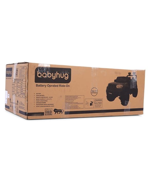 Babyhug Battery Operated Ride on Jeep with LED Lights -Red| Rechargeable Battery| Openable Doors| Built-in Music & AUX| Remote Control| Easy to Assemble| Forward Reverse & Swing| Indoor Outdoor Toy