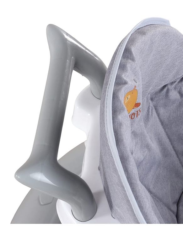 Babyhug 360° Musical Baby Walker with Lights  Grey| 3-Level Height Adjustment| Detachable Play & Feeding Tray| Compact Fold| Smooth Swivel Wheels| Cushioned Seat| 624 Months| Removable Foot Mat