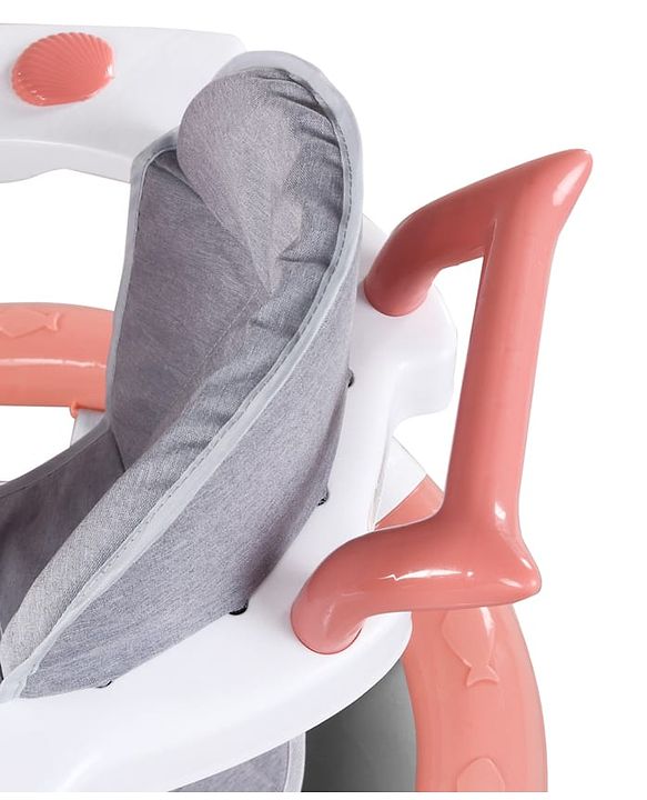 Babyhug 360° Musical Baby Walker with Lights  Grey| 3-Level Height Adjustment| Detachable Play & Feeding Tray| Compact Fold| Smooth Swivel Wheels| Cushioned Seat| 624 Months| Removable Foot Mat