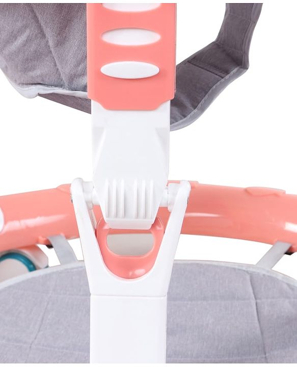 Babyhug 360° Musical Baby Walker with Lights  Grey| 3-Level Height Adjustment| Detachable Play & Feeding Tray| Compact Fold| Smooth Swivel Wheels| Cushioned Seat| 624 Months| Removable Foot Mat