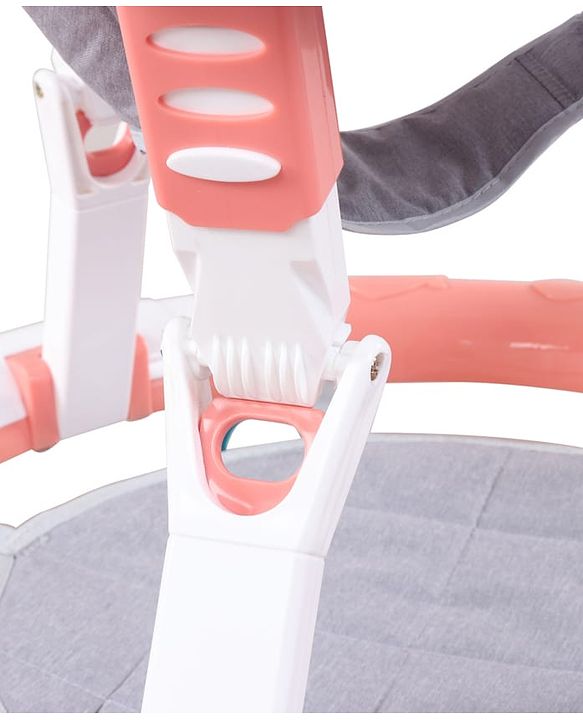 Babyhug 360° Musical Baby Walker with Lights  Grey| 3-Level Height Adjustment| Detachable Play & Feeding Tray| Compact Fold| Smooth Swivel Wheels| Cushioned Seat| 624 Months| Removable Foot Mat