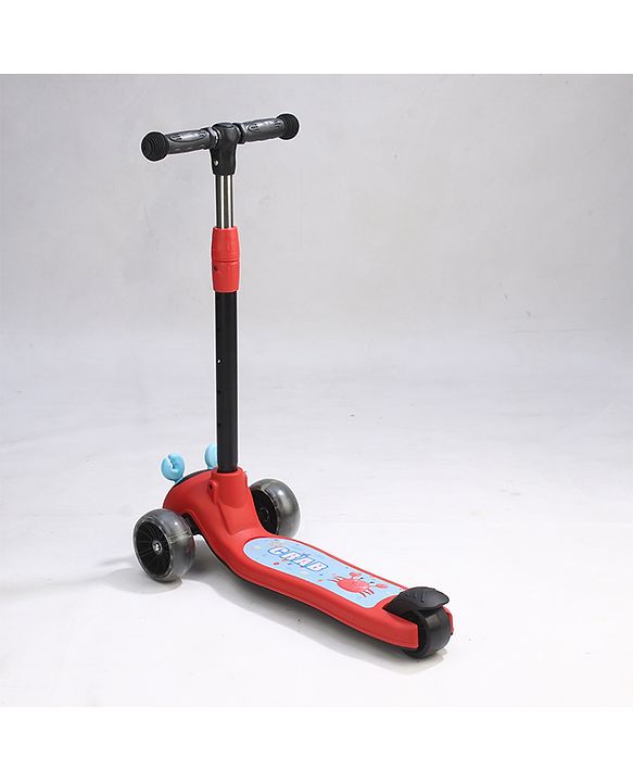 Babyhug Crab Kids Scooter with LED Wheels - Red| Adjustable Height| Lean-to-Steer| Toy for 3+ Yrs Boys & Girls|Sport Gift| Physical Activity| Plug & Play
