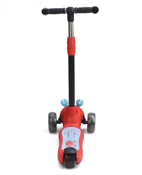 Babyhug Crab Kids Scooter with LED Wheels - Red| Adjustable Height| Lean-to-Steer| Toy for 3+ Yrs Boys & Girls|Sport Gift| Physical Activity| Plug & Play
