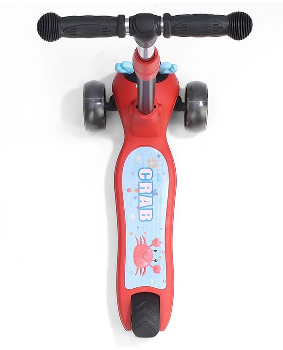 Babyhug Crab Kids Scooter with LED Wheels - Red| Adjustable Height| Lean-to-Steer| Toy for 3+ Yrs Boys & Girls|Sport Gift| Physical Activity| Plug & Play