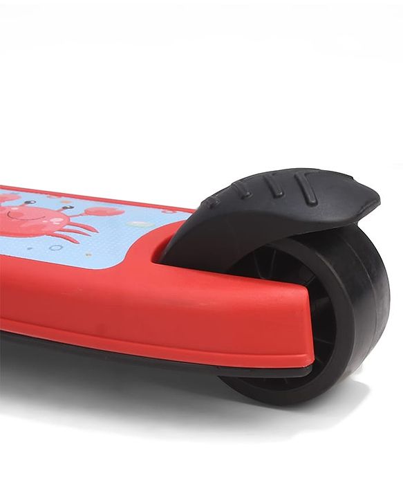 Babyhug Crab Kids Scooter with LED Wheels - Red| Adjustable Height| Lean-to-Steer| Toy for 3+ Yrs Boys & Girls|Sport Gift| Physical Activity| Plug & Play