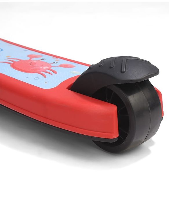 Babyhug Crab Kids Scooter with LED Wheels - Red| Adjustable Height| Lean-to-Steer| Toy for 3+ Yrs Boys & Girls|Sport Gift| Physical Activity| Plug & Play