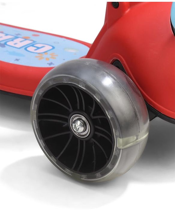 Babyhug Crab Kids Scooter with LED Wheels - Red| Adjustable Height| Lean-to-Steer| Toy for 3+ Yrs Boys & Girls|Sport Gift| Physical Activity| Plug & Play