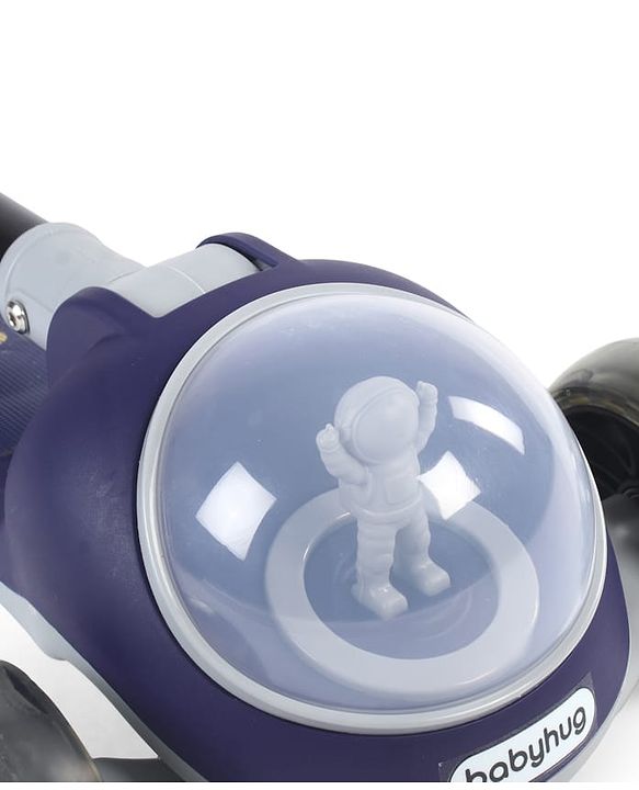 Babyhug Space Theme 3 Wheel Kids Scooter with LED Wheels - Blue| Adjustable Height| Lean-to-Steer| Toy for 3+ Years Boys & Girls | Outdoor Ride-On Toy | Physical Activity Gift| Plug & Play Assembly