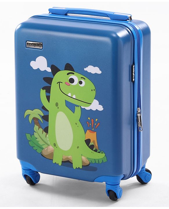 Babyhug Kids Travel Trolley Suitcase 18 inch with Wheels & Backpack 15 inch Set Shock-Resistant Shell| Telescopic Handle Water-Resistant Smooth Wheels Lightweight Carry-On Easy Zipper Closure - Blue