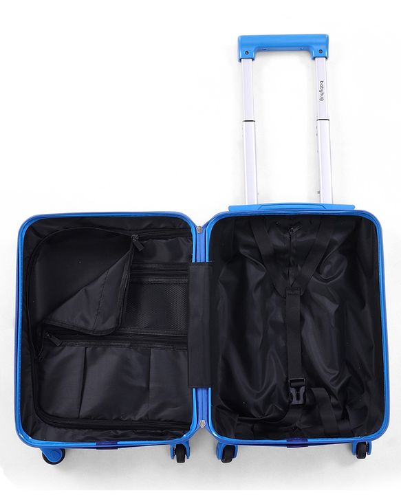 Babyhug Kids Travel Trolley Suitcase 18 inch with Wheels & Backpack 15 inch Set Shock-Resistant Shell| Telescopic Handle Water-Resistant Smooth Wheels Lightweight Carry-On Easy Zipper Closure - Blue
