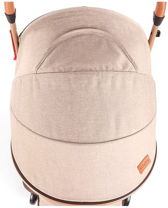 Babyhug Standard Baby Stroller with Integrated Trolley Handle - Beige | Reclining Seat| Safety Harness| Compact Fold| Lightweight Travel-Friendly| Swivel Wheel with Lock| Rear Wheels with Brake