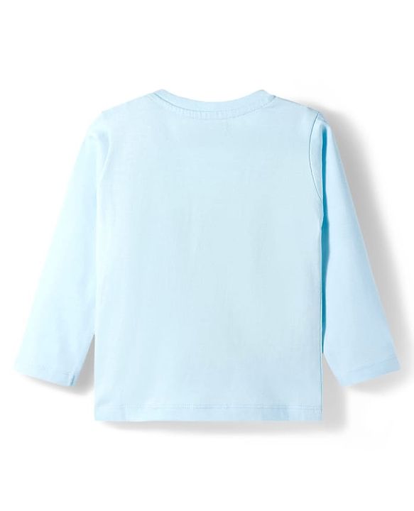 Babyhug Cotton Knit Full Sleeves Night Suit With Bear Print - Light Blue