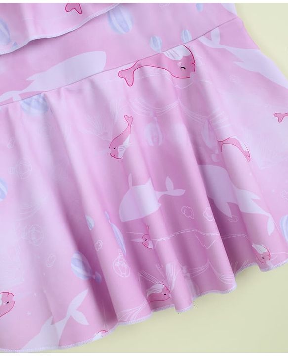 Babyhug Sleeveless Sea Life Printed Frock Swimsuit - Purple