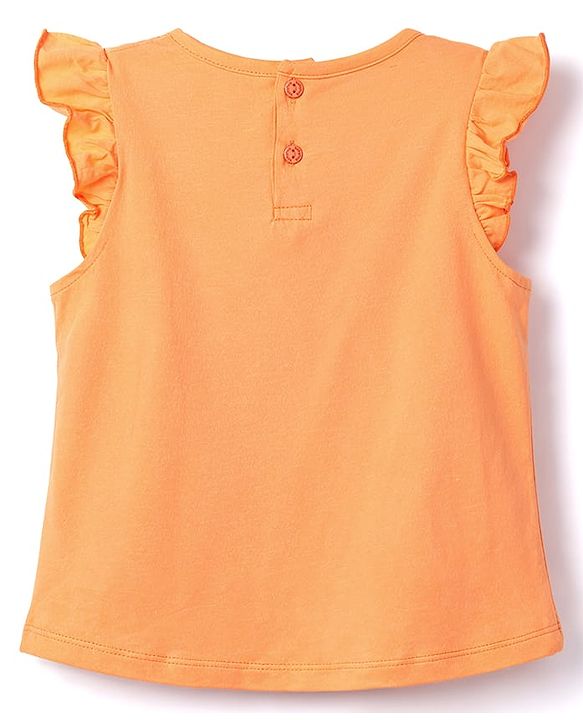 Babyhug Cotton Knit Frill Sleeves Tropical Theme Printed Frock with Inner Tee & Bow Applique - Multicolor