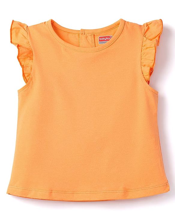 Babyhug Cotton Knit Frill Sleeves Tropical Theme Printed Frock with Inner Tee & Bow Applique - Multicolor