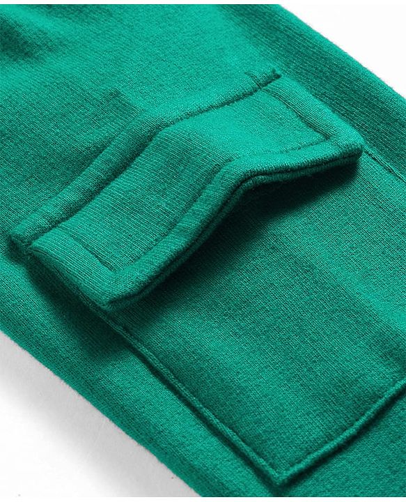 Babyhug Terry Knit Full Sleeves T-Shirt & Lounge Pant Set with Bear Print & Patch - Green