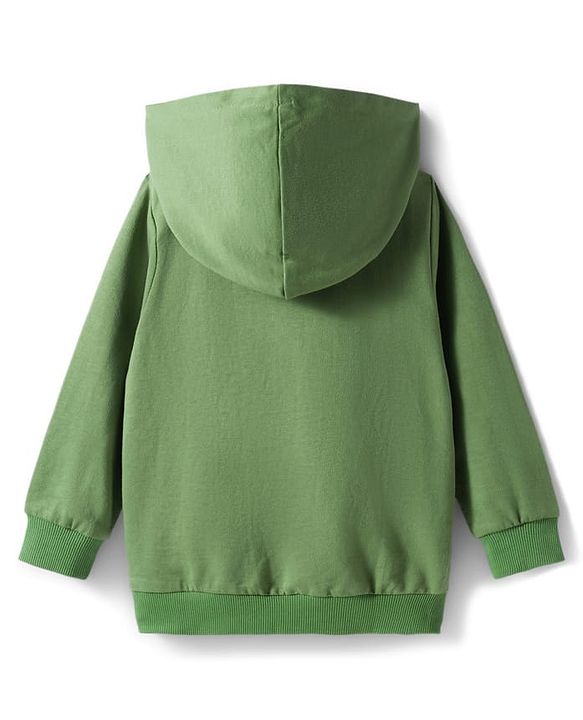 Babyhug Terry Knit Full Sleeves Hooded Sweatshirt & Lounge Pant Set With Adventure Print - Green