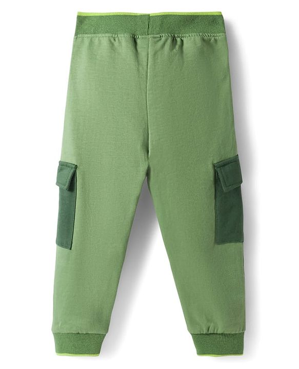 Babyhug Terry Knit Full Sleeves Hooded Sweatshirt & Lounge Pant Set With Adventure Print - Green