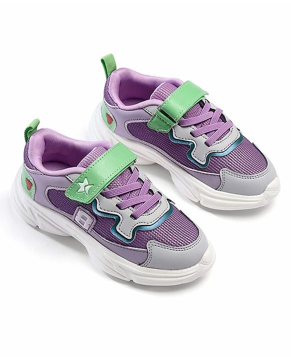 Cute Walk by Babyhug Velcro Closure Solid Sneaker Shoes - Purple