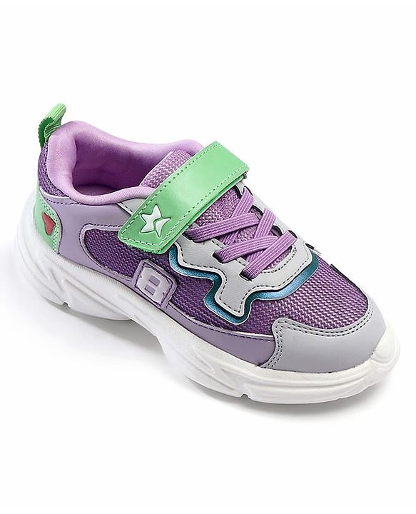 Cute Walk by Babyhug Velcro Closure Solid Sneaker Shoes - Purple