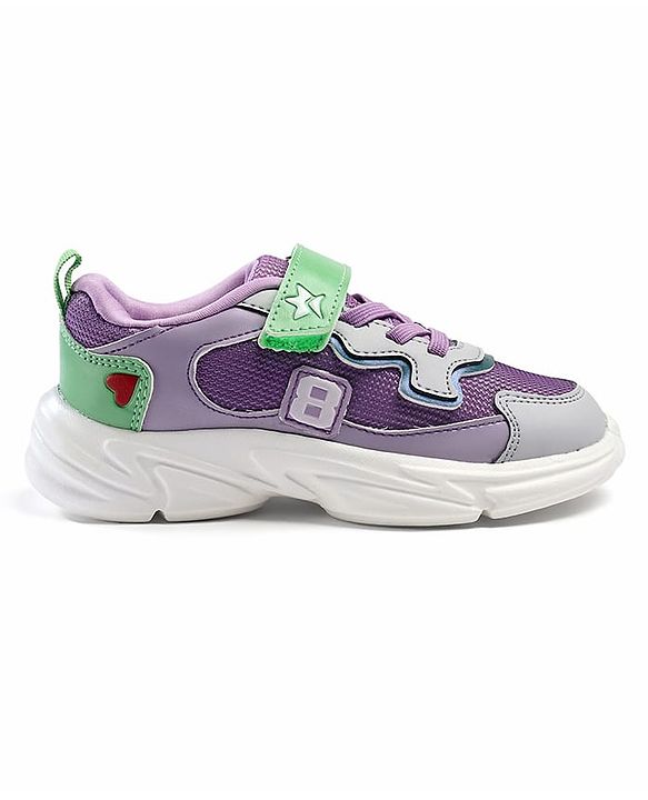 Cute Walk by Babyhug Velcro Closure Solid Sneaker Shoes - Purple