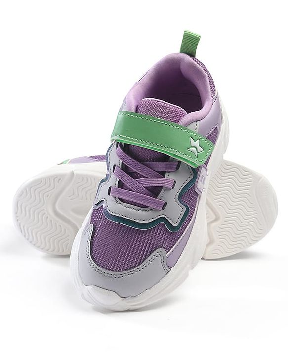 Cute Walk by Babyhug Velcro Closure Solid Sneaker Shoes - Purple