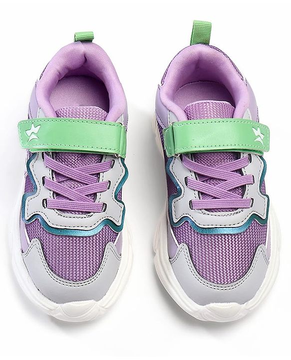 Cute Walk by Babyhug Velcro Closure Solid Sneaker Shoes - Purple