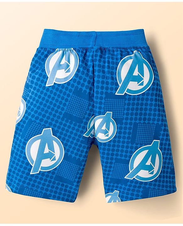 Babyhug Marvel Single Jersey Knit Half Sleeves Shirt & Shorts Set with T-Shirt & Avengers Graphic - Blue