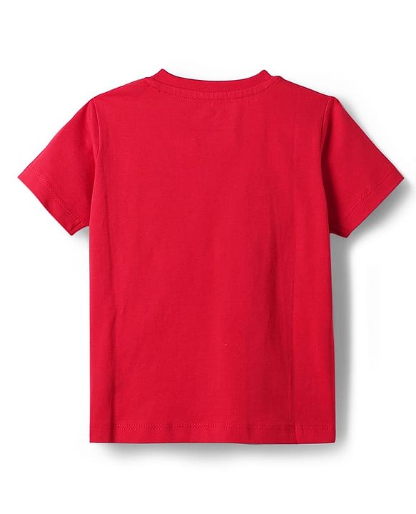 Babyhug Disney Single Jersey Knit Half Sleeves T-Shirt & Shorts Set with Mickey Mouse Graphic & Pocket Detailing - Red