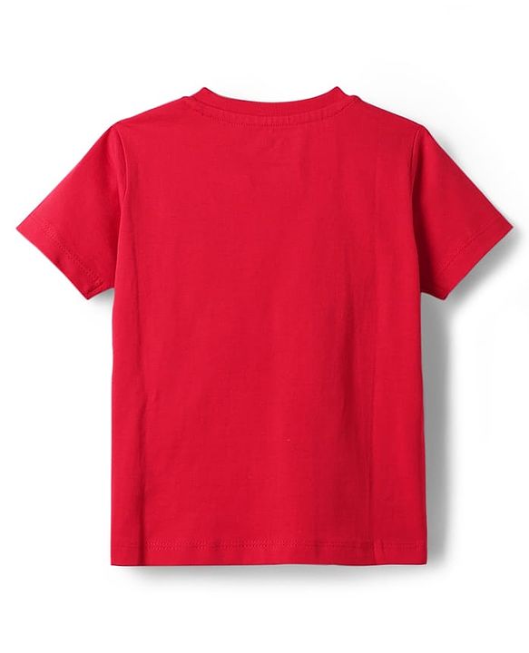Babyhug Disney Single Jersey Knit Half Sleeves T-Shirt & Shorts Set with Mickey Mouse Graphic & Pocket Detailing - Red