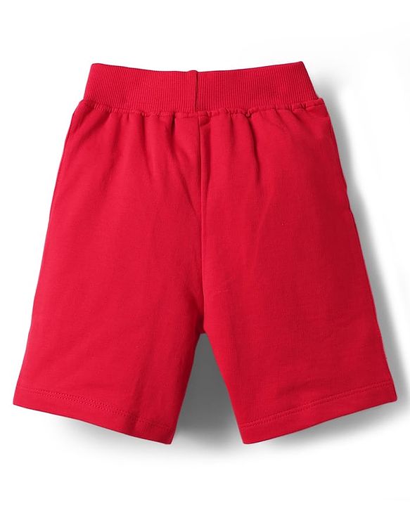 Babyhug Disney Single Jersey Knit Half Sleeves T-Shirt & Shorts Set with Mickey Mouse Graphic & Pocket Detailing - Red