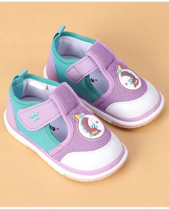 Cute Walk by Babyhug Velcro Closure Casual Shoes With Animal Applique - Purple