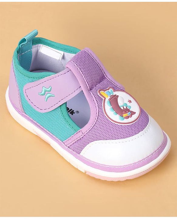 Cute Walk by Babyhug Velcro Closure Casual Shoes With Animal Applique - Purple