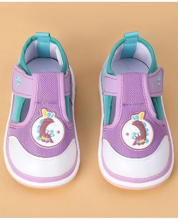 Cute Walk by Babyhug Velcro Closure Casual Shoes With Animal Applique - Purple