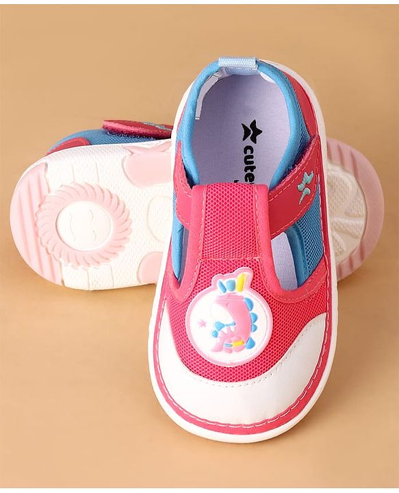 Cute Walk by Babyhug Velcro Closure Casual Shoes With Animal Applique - Purple
