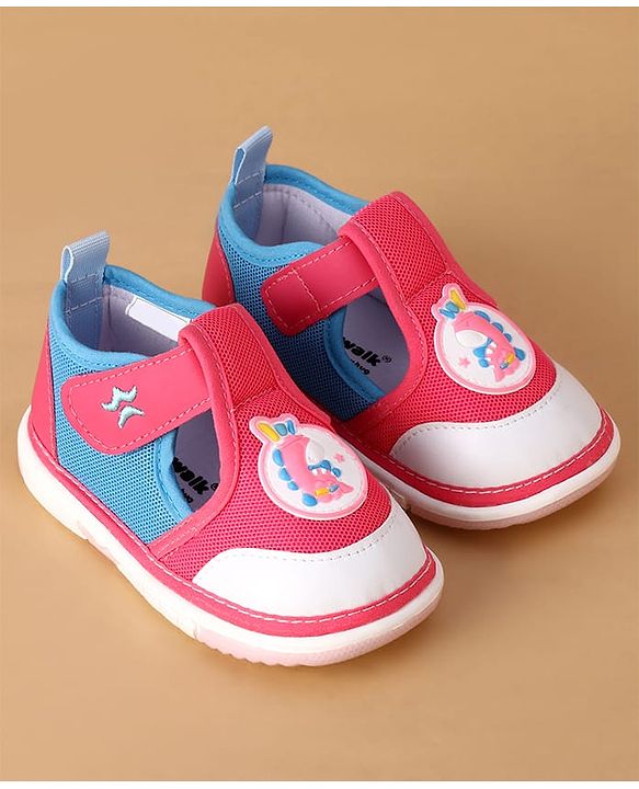 Cute Walk by Babyhug Velcro Closure Casual Shoes With Animal Applique - Purple