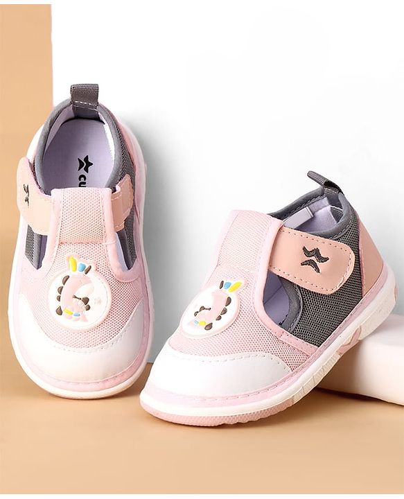Cute Walk by Babyhug Velcro Closure Casual Shoes With Animal Applique - Purple