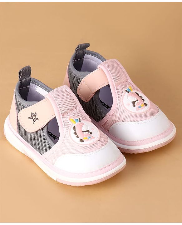 Cute Walk by Babyhug Velcro Closure Casual Shoes With Animal Applique - Purple