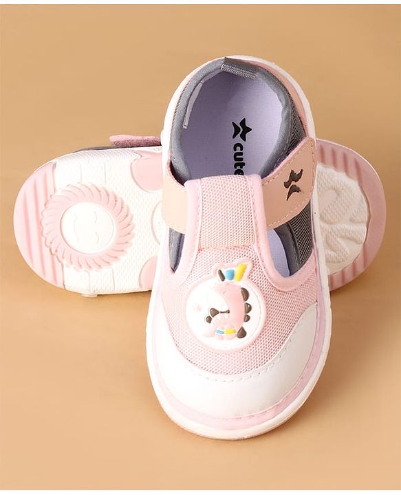 Cute Walk by Babyhug Velcro Closure Casual Shoes With Animal Applique - Purple