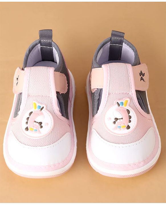 Cute Walk by Babyhug Velcro Closure Casual Shoes With Animal Applique - Purple
