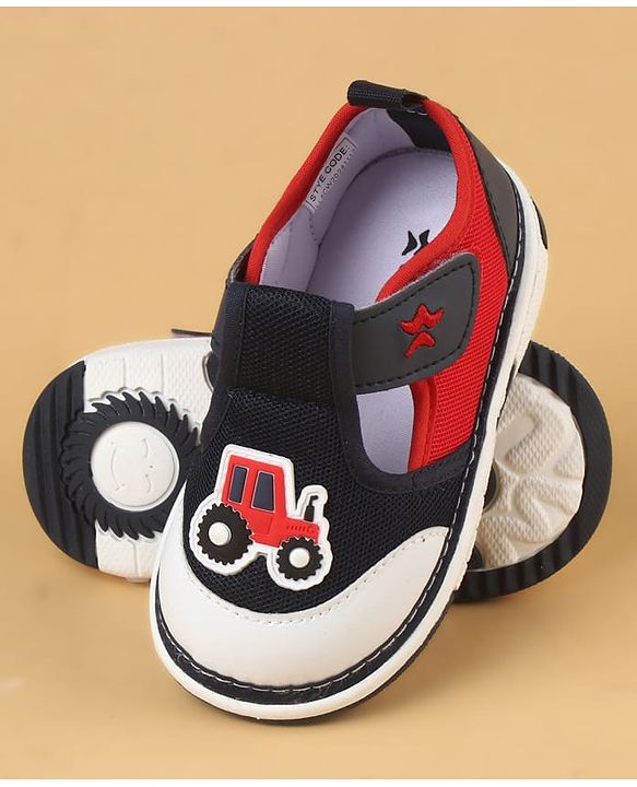 Cute Walk by Babyhug Casual Shoes With Velcro Closure & Vehicle Applique - Navy Blue