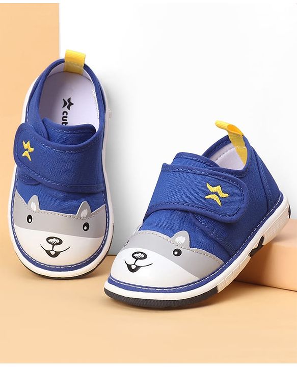 Cute Walk by Babyhug Casual Shoes With Velcro Closure & Bunny Face Applique - Grey
