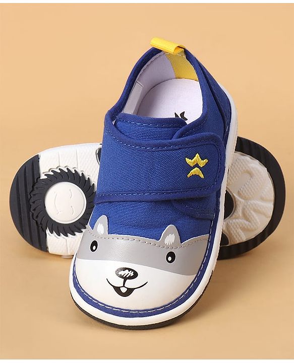 Cute Walk by Babyhug Casual Shoes With Velcro Closure & Bunny Face Applique - Grey