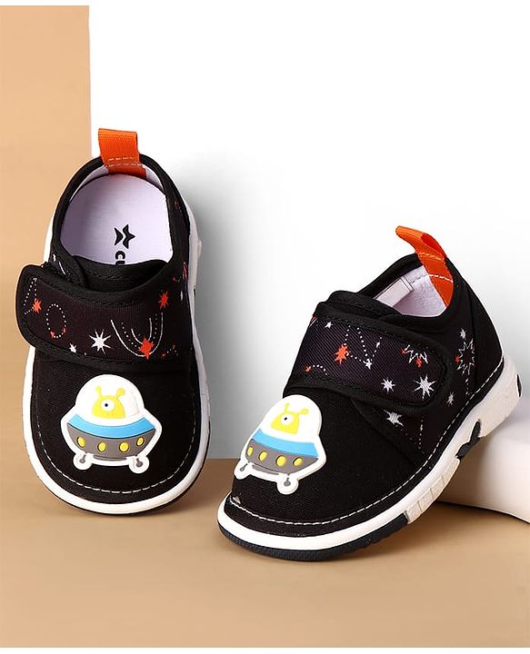 Cute Walk by Babyhug Velcro Closure Casual Shoes With Space Theme Print & Applique - Navy Blue
