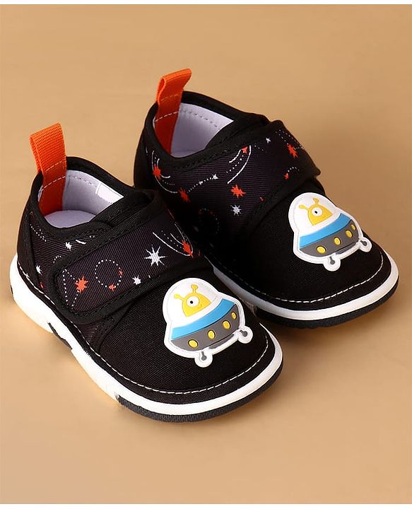 Cute Walk by Babyhug Velcro Closure Casual Shoes With Space Theme Print & Applique - Navy Blue