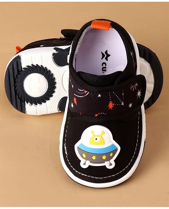 Cute Walk by Babyhug Velcro Closure Casual Shoes With Space Theme Print & Applique - Navy Blue