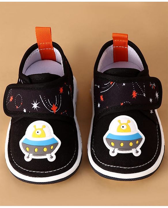 Cute Walk by Babyhug Velcro Closure Casual Shoes With Space Theme Print & Applique - Navy Blue