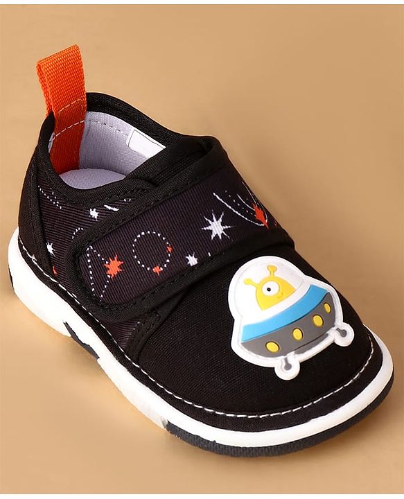 Cute Walk by Babyhug Velcro Closure Casual Shoes With Space Theme Print & Applique - Navy Blue